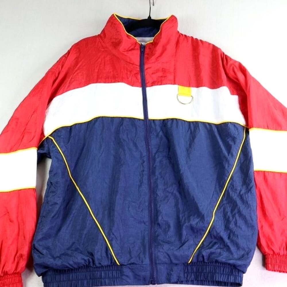 Bill Blass Jacket Womens XL Color Block Full Zip Track Retro Vintage